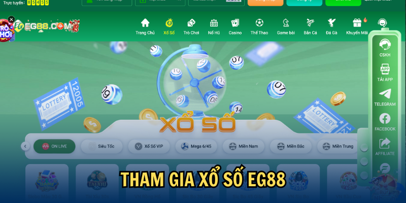 Tham gia xổ số EG88
